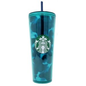 Starbucks Teal Patterned Tumbler with black lid